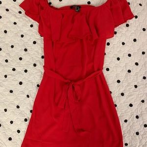 Red off the shoulder dress